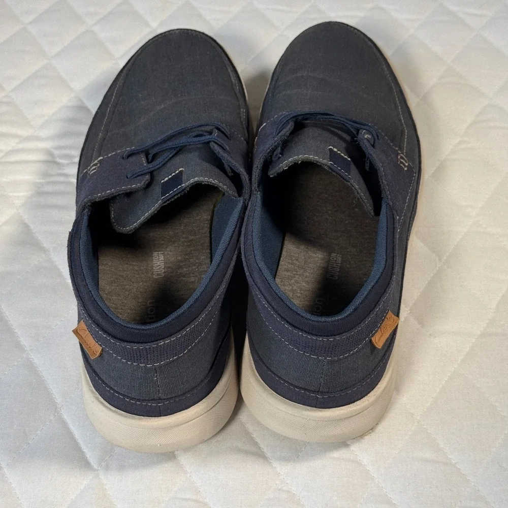 Clarks Collection Men's Navy‎ Canvas Casual Lace Up Shoes Comfort Sole Size 11M